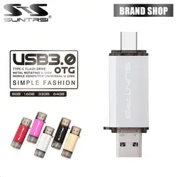 Suntrsi USB флешка USB 3,0 OTG Тип-C Ручка-накопитель 64 ГБ 32 ГБ 16 ГБ 8 ГБ USB флеш-накопитель Drive индивидуальный принт-логотип флешки