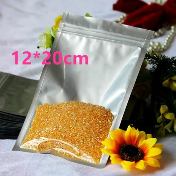 

12*20cm Heat Seal Clear Pure Valve Pouch Mylar Zip Lock For Bean Candy Package Aluminum Foil Ziplock Event Packing Bag