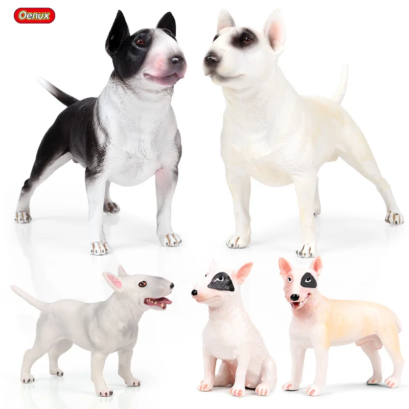Oenux 5PCS Lovely British Bull Terrier Family Action Figures Puppy Dog