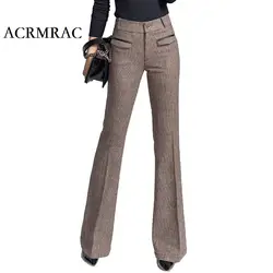 Acrmrac оригинальный осенью и зимой OL стиль шерсти материал микро-клеш широкие брюки Штаны повседневные штаны