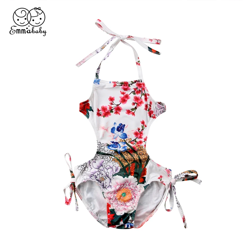 Emmababy 2 7Y Toddler Kids Baby Girl Flower bodysuits halter beach