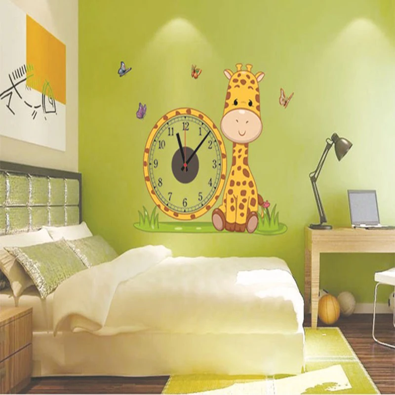 Reloj de pared creativo jirafa electrón Relojes de pared pegatina de pared decoración del hogar sala de estar niños dormitorio fondos reloj colgante