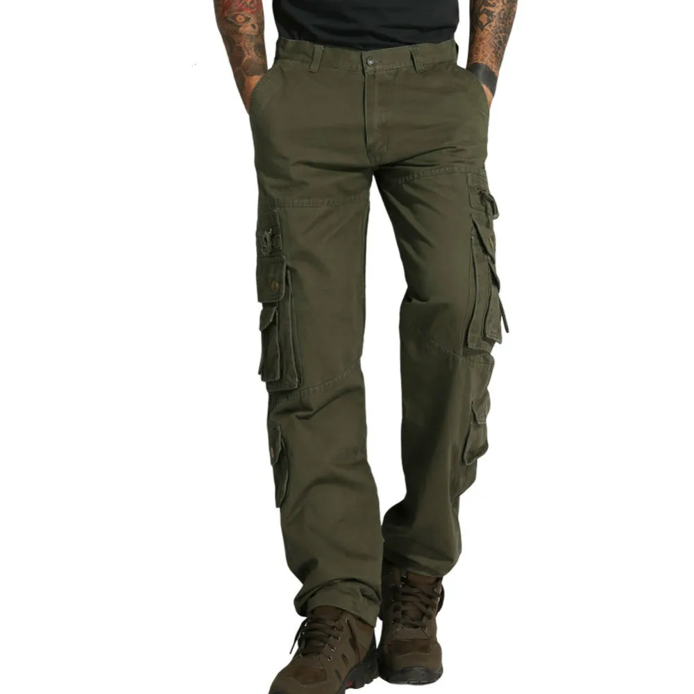 

Men Autumn Multi-Pocket Tactical Military Trousers Solid Color High Quality Cotton Blend Pantalone Outdoor Hiking Pants