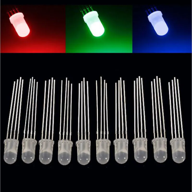 Common Anode Full Color 5MM LED Lamp Beads 4pin Fog RGB Light Emitting