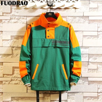 

FUODRAO 2019 New Funny Streetwear Spring Autumn Men Casual Jacket Coats Hip hop Men Coats Pockets Cargo Windbreaker J103