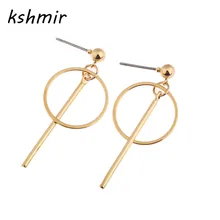 kshmir The minimalist geometric circular earrings contracted temperament earrings Long female stud earrings