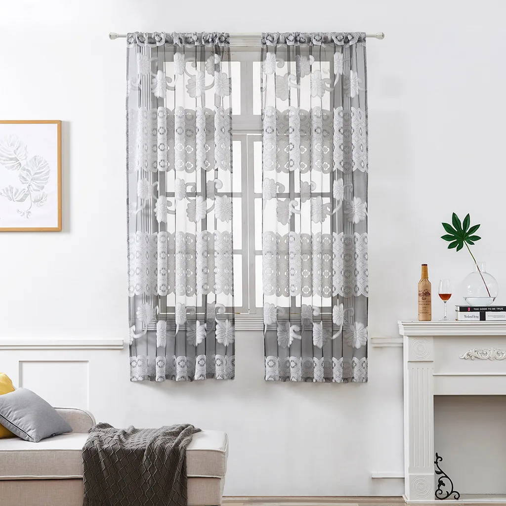 Simple de vid de La Flor peonía corto cortina de ventana tratamiento Voile cortina habitación cortina textil hogar Decoración