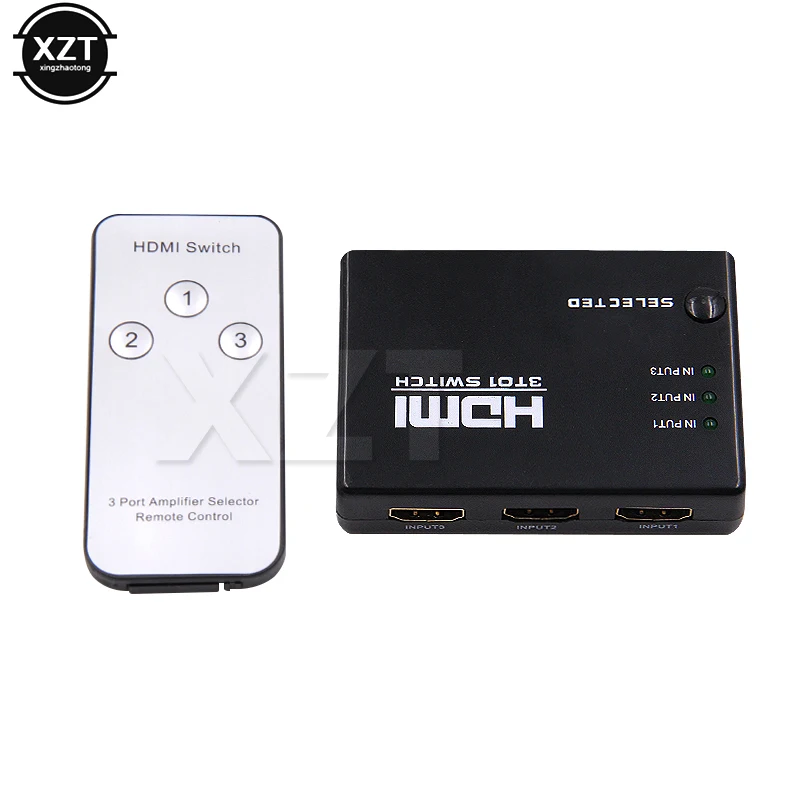

3 Port 1080P HDMI Switcher Video HDMI Switch Switcher Splitter Hub IR Remote Controller For HDTV PS3 DVD 360 Xbox hot sale new