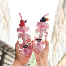 

Hot 0.4L Plastic Water Bottle For Juice With Big Beak Birds Straw Child Plastic My Water Bottle Applicable Eco-Friendly