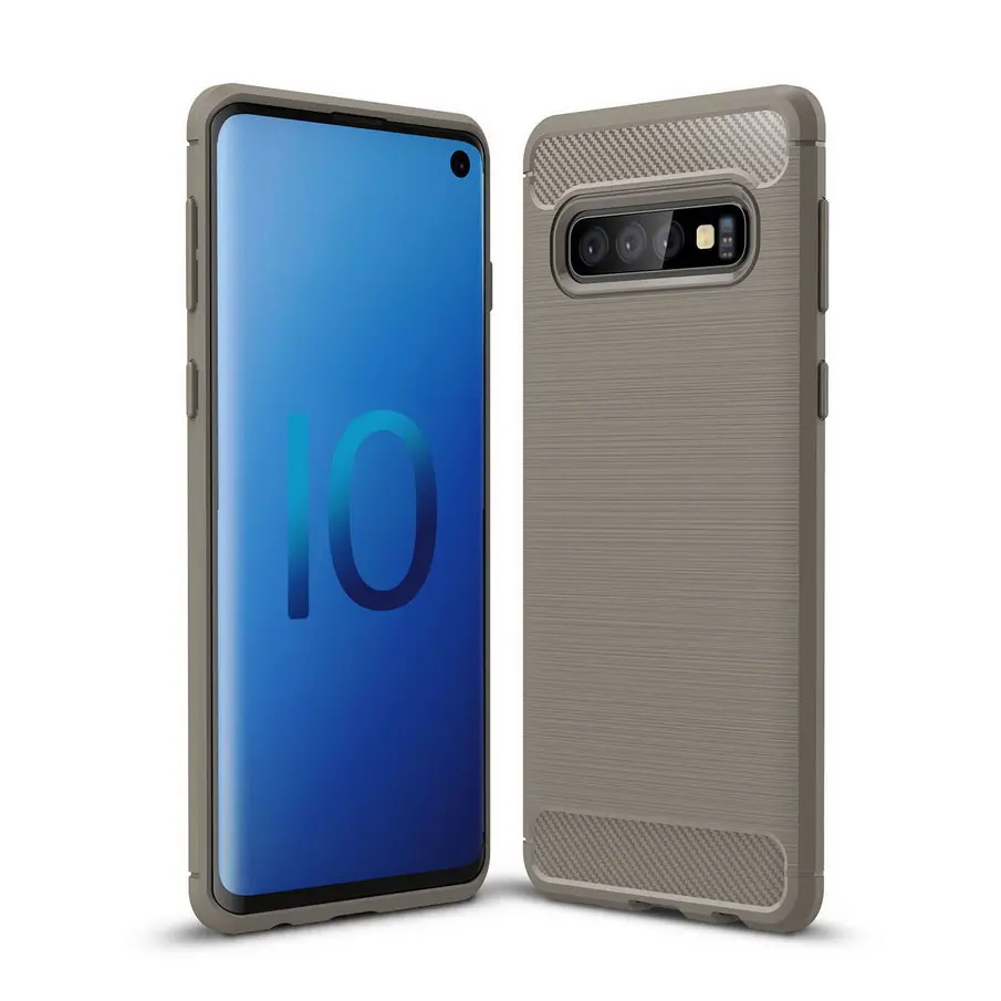 Luxury phone case For Samsung Galaxy S10 Soft Silicone Carbon Fiber Texture Back cover for samsung Plus + / E | Мобильные телефоны