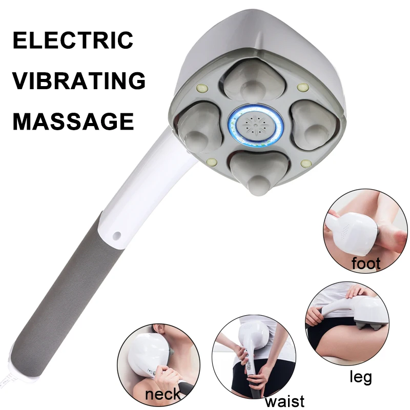Electric Handheld Massager Four Head Machine Full Body Neck Vertebra Back Muscle Relax Vibrating Deep Tissue Massage Health Care|Neck Massage Instrument| - AliExpress