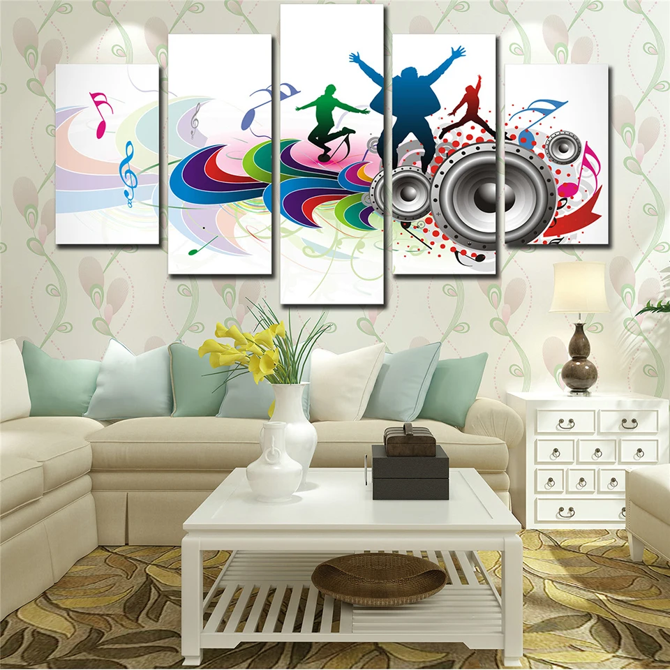 Modern Music Art Painting Canvas Printeds Abstract Framed 5 Piece