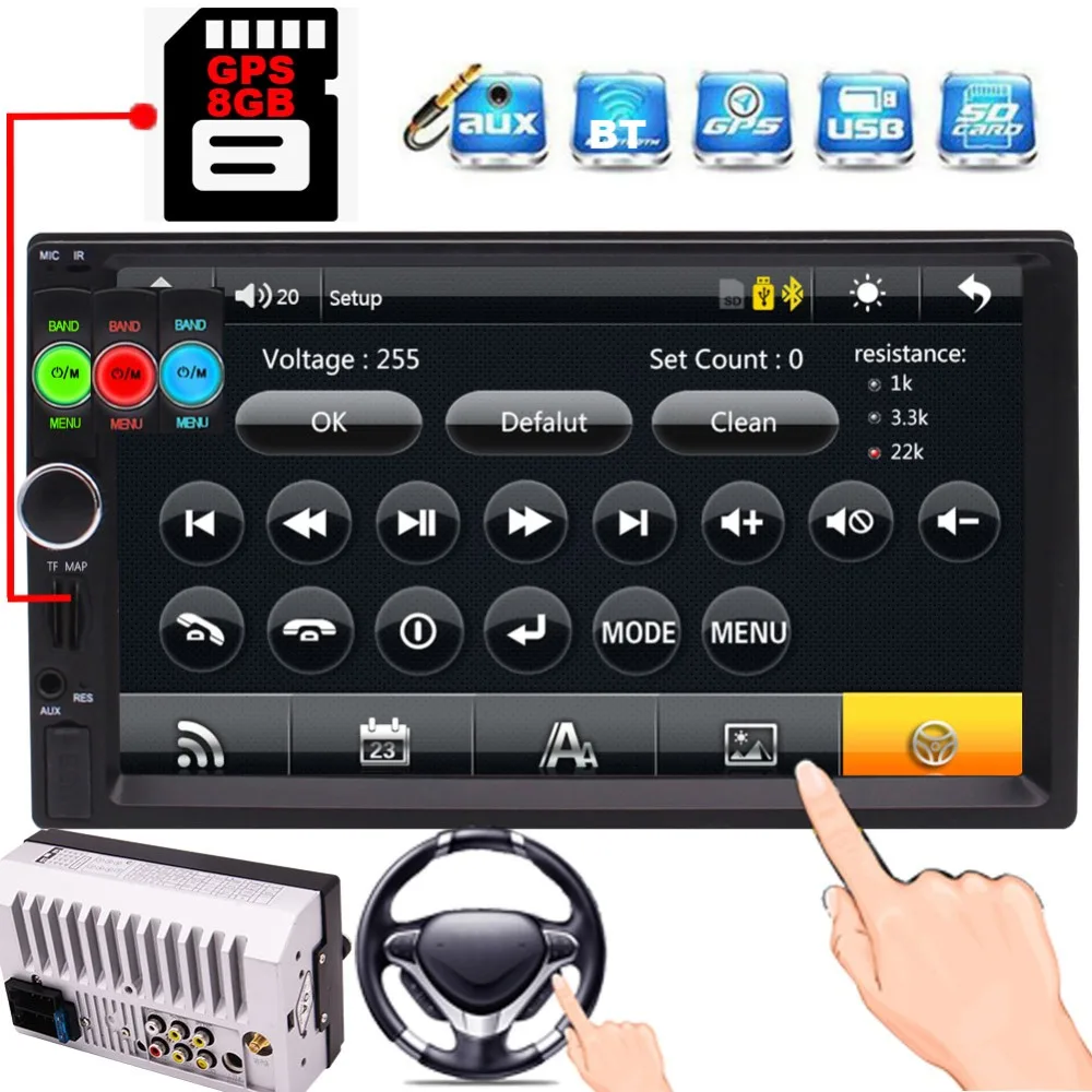 

Wireless Remote Control,Colorful Buttons,Rear View Camera,GPS 8GB Card 7'' Double DIN Navigation MP5 Car Music Video Player 2din