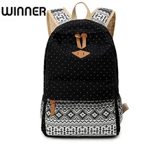Canvas Printing Women Backpack Vintage Bookbag Laptop Rucksack Female Student Bagpack School Bag for Teenage Girls