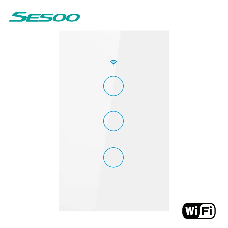 SESOO wifi умный сенсорный выключатель приложение беспроводной дистанционный светильник настенный выключатель Хрустальная стеклянная панель работает с Alexa/Google Home - Цвет: WIFI-US-SK3-03 White