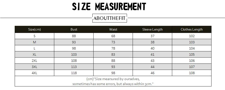 A line dress size chart