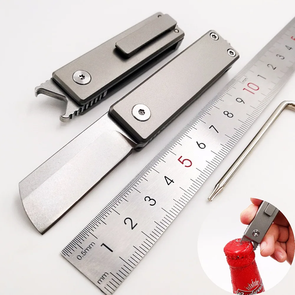 

JSSQ Mini Folding Knife M390 Blade Titanium Handle Camping Pocket Knives Bottle Opener Survival Hunting EDC Tools Key pendant