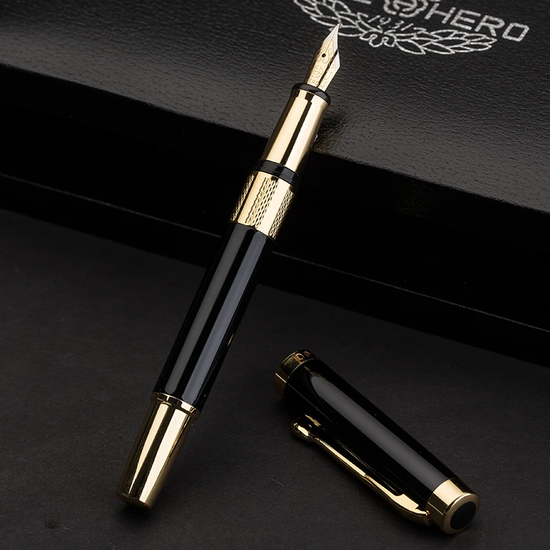 HERO fountain pen 760 pure black Liya gold ring Daming iridium