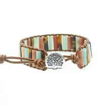 Leather Wrap Bracelet Handmade Natural Stone Tube Beads Vintage Cuff Bracelet New Fashion Bracelets Creative Gifts Leather Wrap Bracelet Handmade Natural Stone Tube Beads Vintage Cuff Bracelet New Fashion Bracelets Creative Gifts