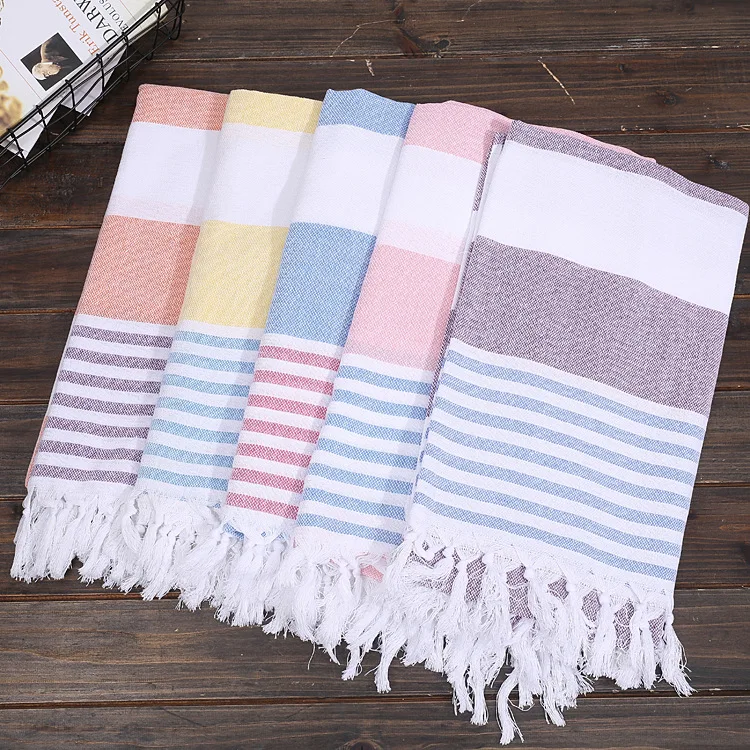 

Beach Towel 2019 Striped Turkish Cotton Bath Towels for Adults Thin Sunscreen Shawl Camping Shower Towels Bathroom 100*180cm