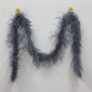 

2Meter Wedding Party DIY Ostrich Plumage gray/grey Feather Boa Decoration Festival Cloth trim Home Room Dyed Supplies