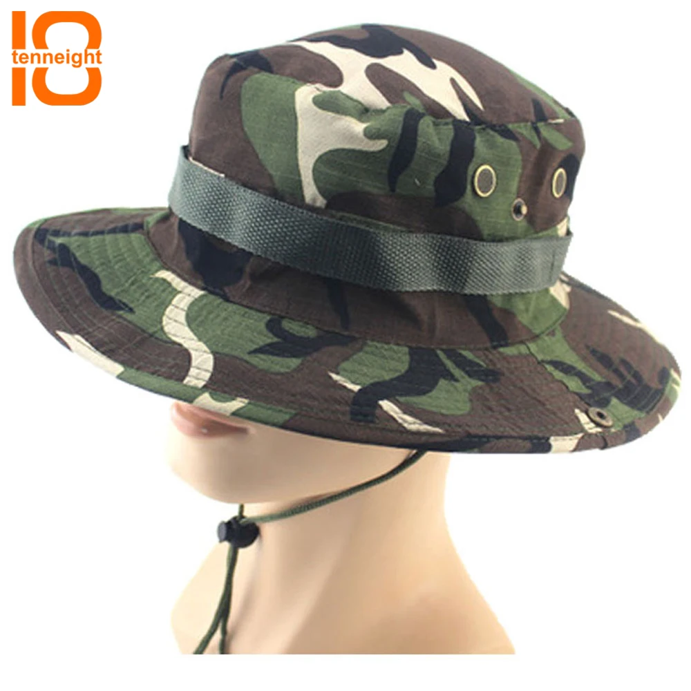 

TENNEIGHT Tactical Summer Sniper Camouflage Hats Men Women Boonie Hat Outdoor UV Protection hiking fishing cap Mesh Breathable