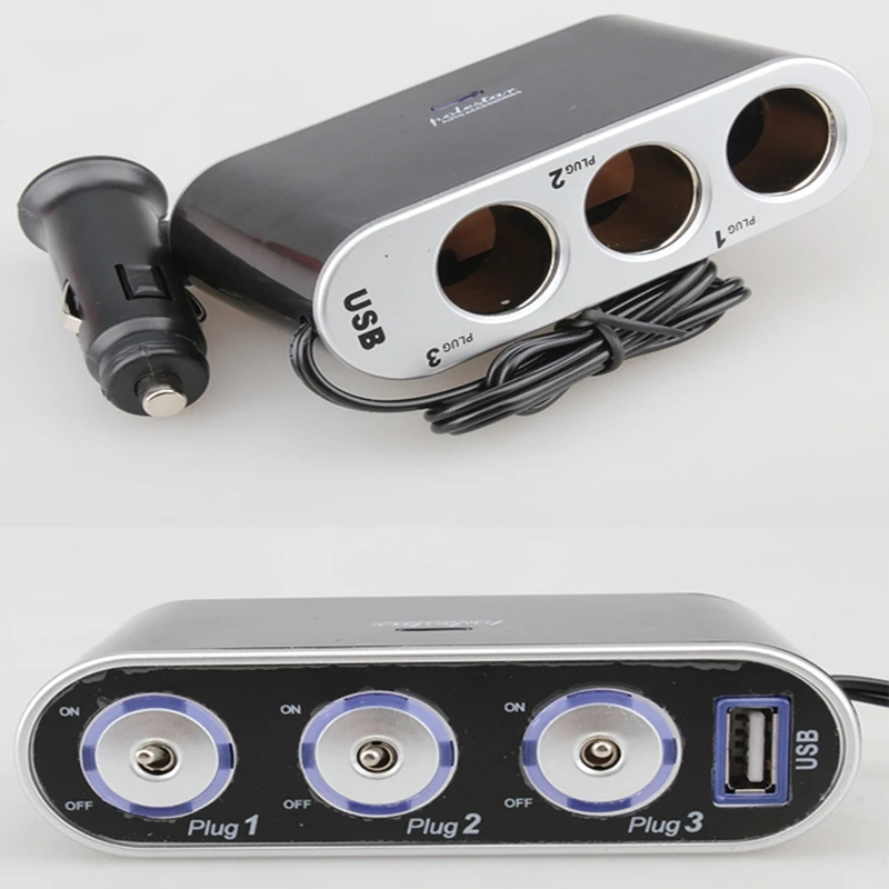 Universal Car USB Port 3 Way Cigarette Lighter Charger Universal Car USB Port 3 Way Cigarette Lighter Charger