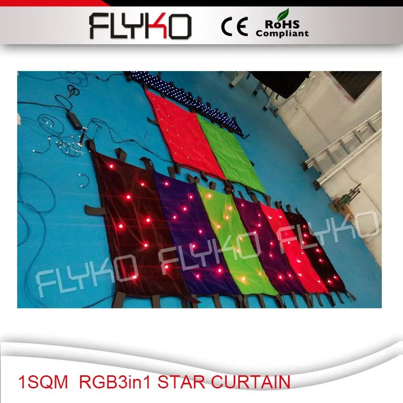

CE RoHS DMX function RGB3in1 /Hot selling Christmas led star curtain Background wall/ SD controller