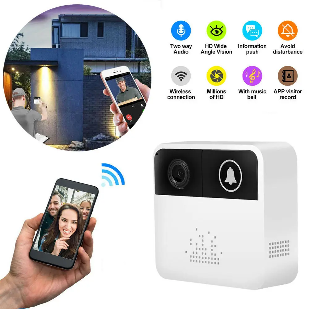 

WiFi Ring Doorbell Smart Wireless Bell Intercom Home Security HD Video Camera Ring Motion Detection Night Vision