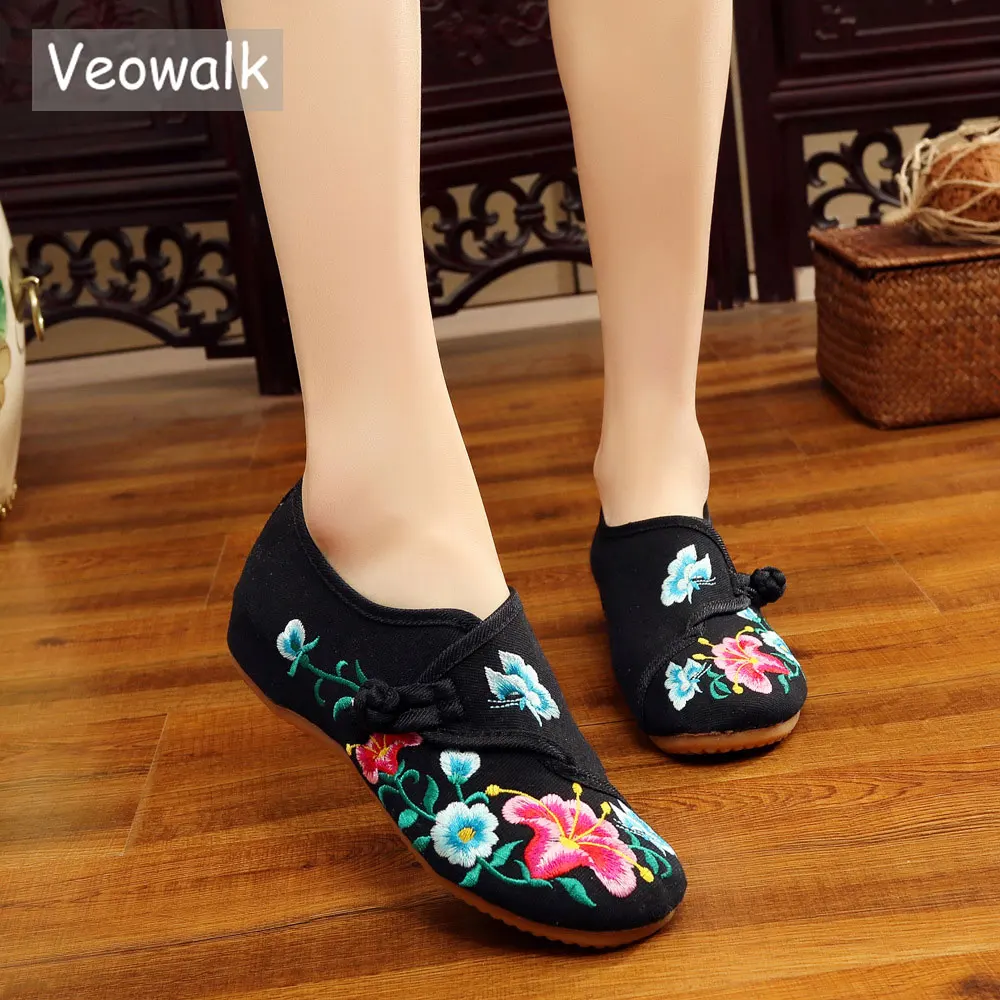 Женские холщовые балетки Veowalk Morning Glory с цветочной вышивкой женские повседневные