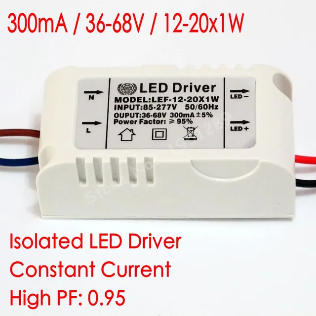 Hihg PF Isolated 300mA 12 20x1W Led Driver 12W/14W/15w/16W/18w/20W