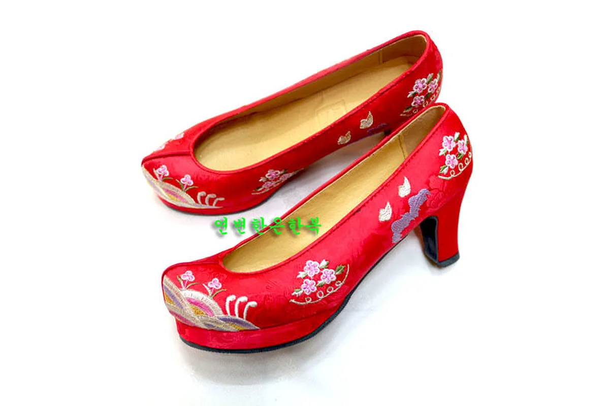 

2020 New Fashion Women Hanbok Shoes 7cm High Heel Korean Traditional Shoes for Hanbok Dress Gift