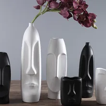 Скандинавские минималистичные керамические абстрактные вазы черного и белого цвета с человеческим лицом креативная декоративная витрина для комнаты Figue форма головы ваза