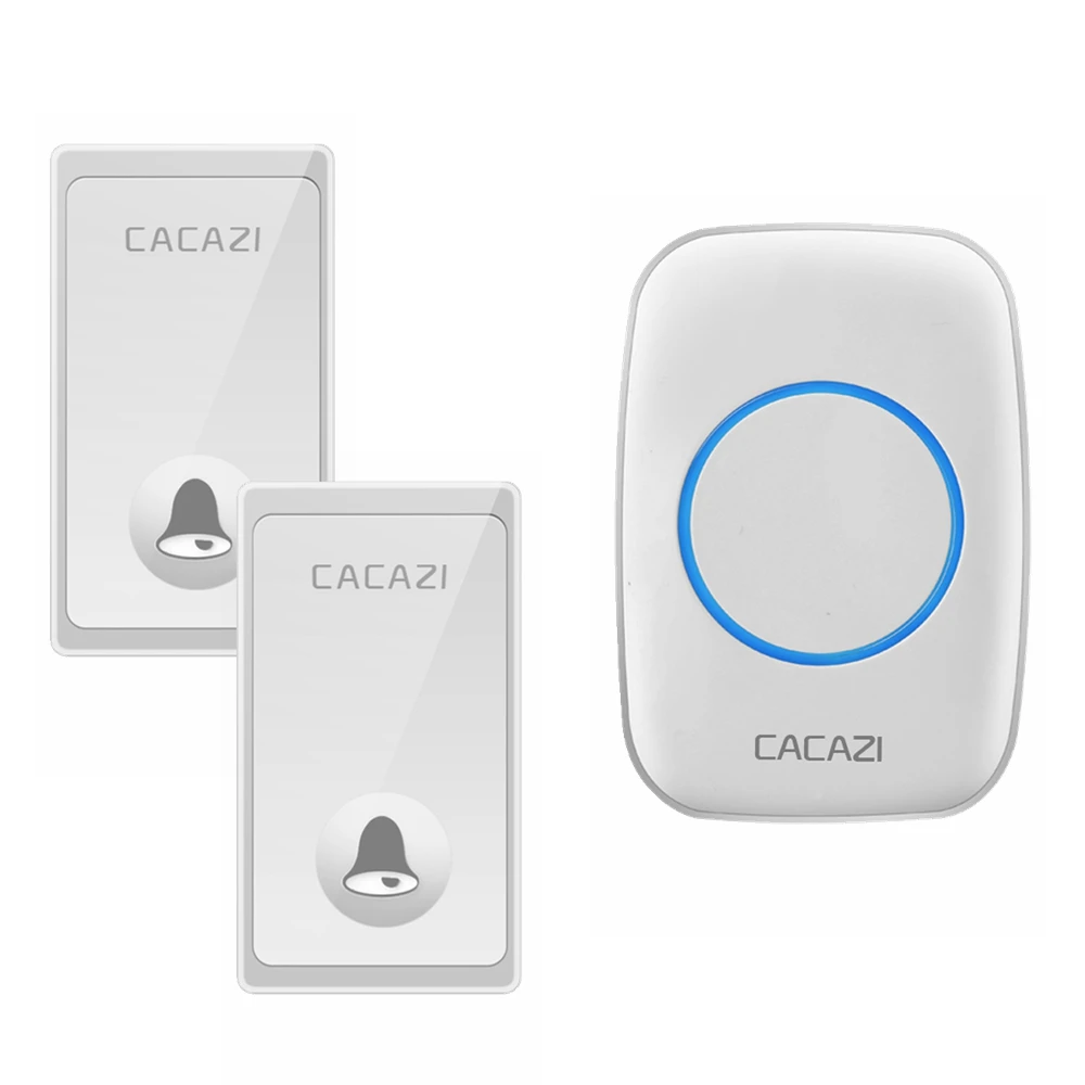 CACAZI домашний без батареи требуется беспроводной дверной звонок Водонепроницаемый 1 2 кнопки 1 2 приемник автономный дверной звонок США ЕС Великобритания AU Plug