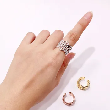 

Top Quality Pig Nose Style Ring Silver Gold 3 Tone C Shape Open Cuff Ring Wide Knuckle Rings For Women