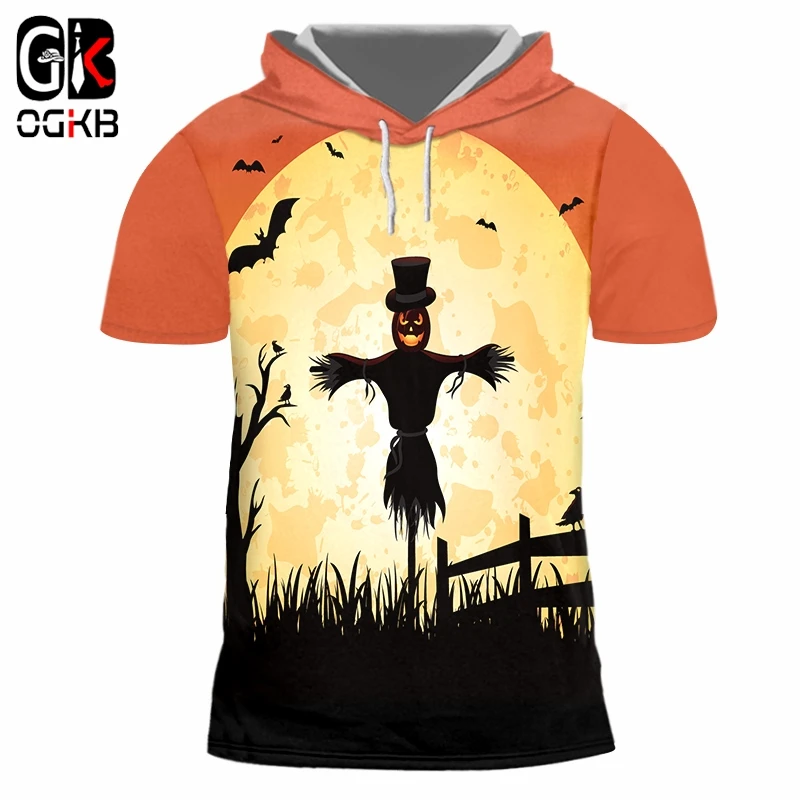 

OGKB Halloween Women Pumpkin Hooded Tshirt 3D Printed Black Scarecrow Tee Shirt The New Listing Free Shipping Clothing