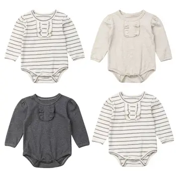 

3Pcs Bodysuits Cute Newborn Infant Baby Girl Clothes Long Sleeve Bodysuit Ruffle Jumpsuit Cotton Newborn Outfit Infant Clothing