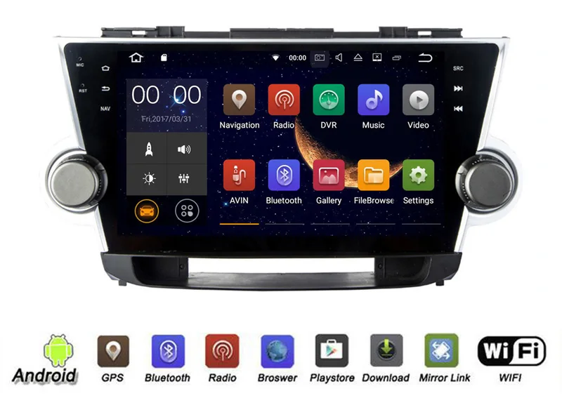 Clearance Yessun For TOYOTA HIGHLANDER 2008~2014 Android 6.0 Multimedia Player System Car Radio Stereo GPS Navigation Audio Video 1