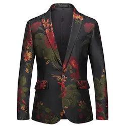 Новый Последняя Мода Тренд осенние и зимние, жаккардовые Мужская Повседневная одной кнопки пиджак