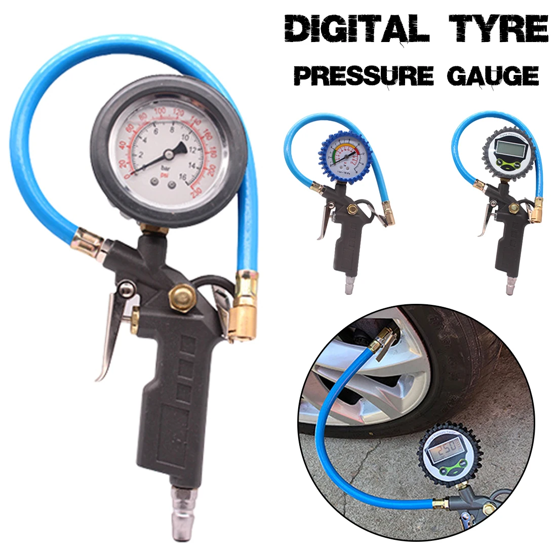

LCD Display Digital Tyre Pressure Gauge Tyre Tire Air Pressure Inflator Gauge Meter Tester Manometer for Car Truck Motorcycle