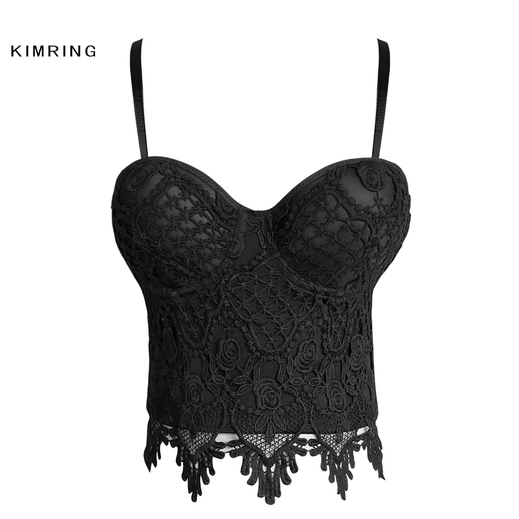Kimring Sexy Plus Size Floar Lace Bustier Bra Corset Casual or Party