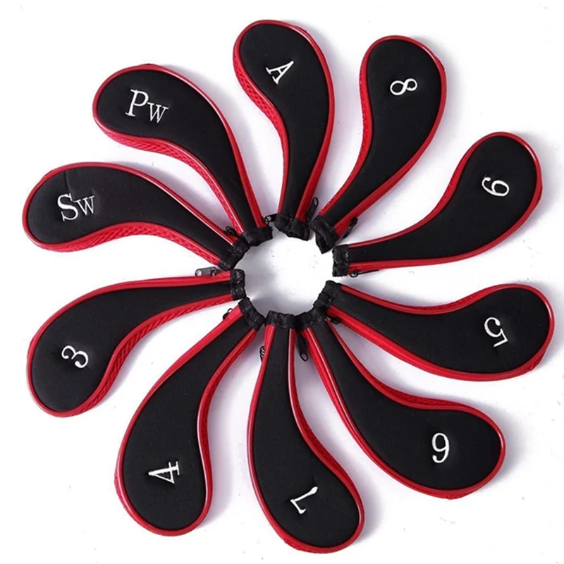 جديد 10 قطعة نوادي الجولف رئيس الحديد مجموعة مضرب Headcovers غطاء رأس حامي مع سستة جولف الرياضة في الهواء الطلق اكسسوارات نادي