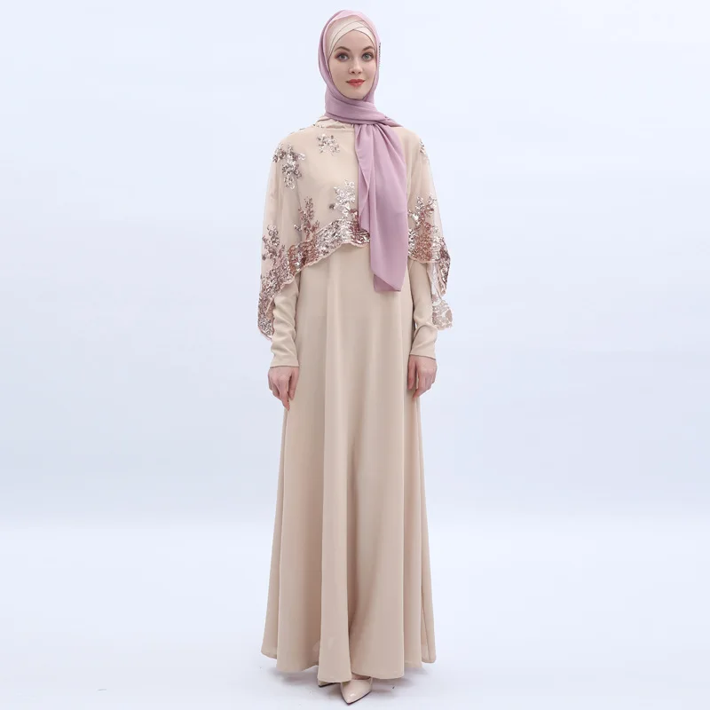 Мусульманская абайя блесток 2 шт. комплект плащ mAh платье кимоно Арабский Кафтан платье из Дубая Восточный халат из марокена Eid Рамадан