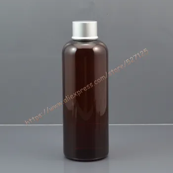 

250ml brown/amber PET bottle with matte silver aluminum lid.essential oil/liquid/moisturizer/facial water container