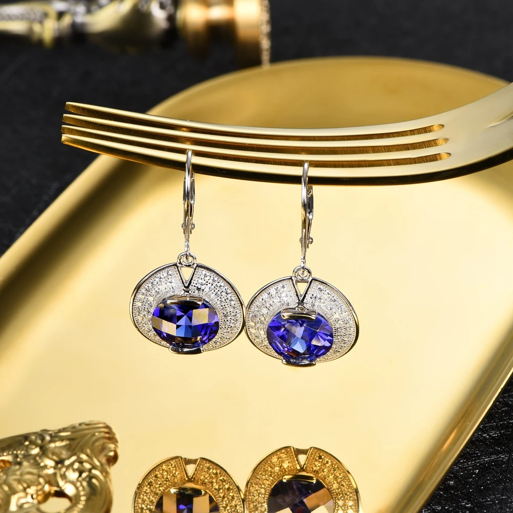 L& Цзуань натуральная S925 стерлингов серебряные серьги 8.6ct синий камень Романтический Роскошные серьги, изящные украшения для Для женщин