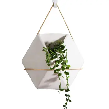 

Modern Hanging Planter Vase, Geometric Wall Decor Container - Great For Succulent Plants, Air Plant, Faux Plants hexagon