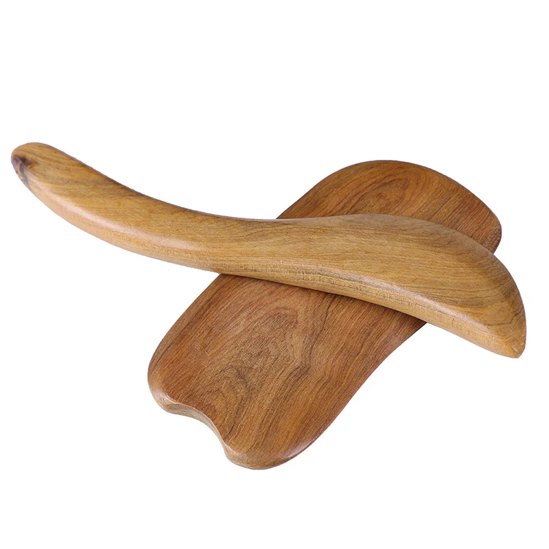 2pcs Natural Sandalwood Guasha Board Scraper Pressure Therapy Massage Tools For Face Neck Body