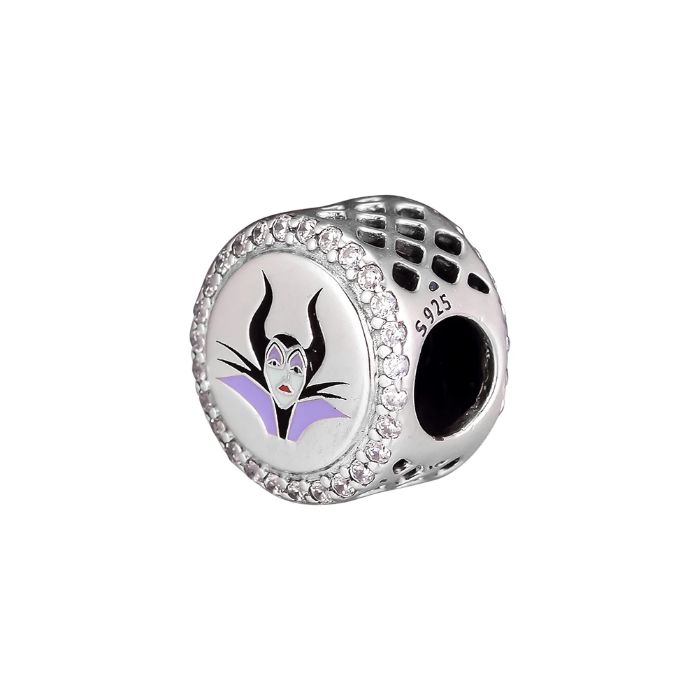 

100% 925 Sterling Silver Beads Round charm features Maleficent and ''Mistress of all evil' for Jewelry Making Fine Jewelry YL856