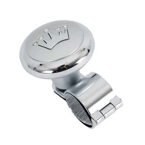 Crown Pattern Metal Plastic Handle Steering Wheel Spinner Knob for Auto Truck silver&greyin