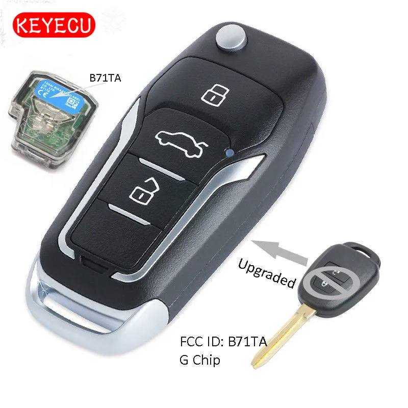 

Keyecu Upgraded Flip Remote Key 2 Button Fob 433MHz + G Chip for Toyota Yaris 2012-2014 FCC: B71TA